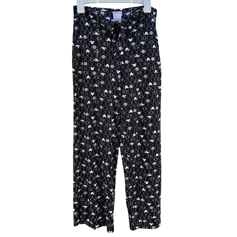 VTG Disney Y2K Mickey Mouse Print Sheer Tie Waist Wide Leg Cover-Up Swim Pants 8